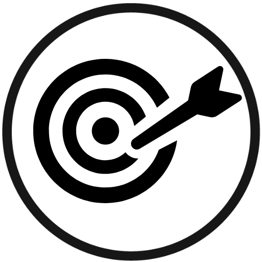 A bullseye target with an arrow hitting the center inside a circle but not the bulls-eye