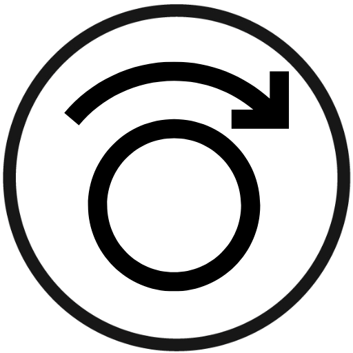 A circle with an arched arrow going from left to right inside a larger circle.
